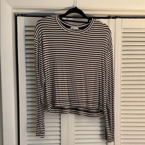 Z Supply Black and White Striped Long Sleeve Tee